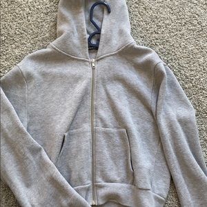 never worn ribbed brandy grey zipup cropped